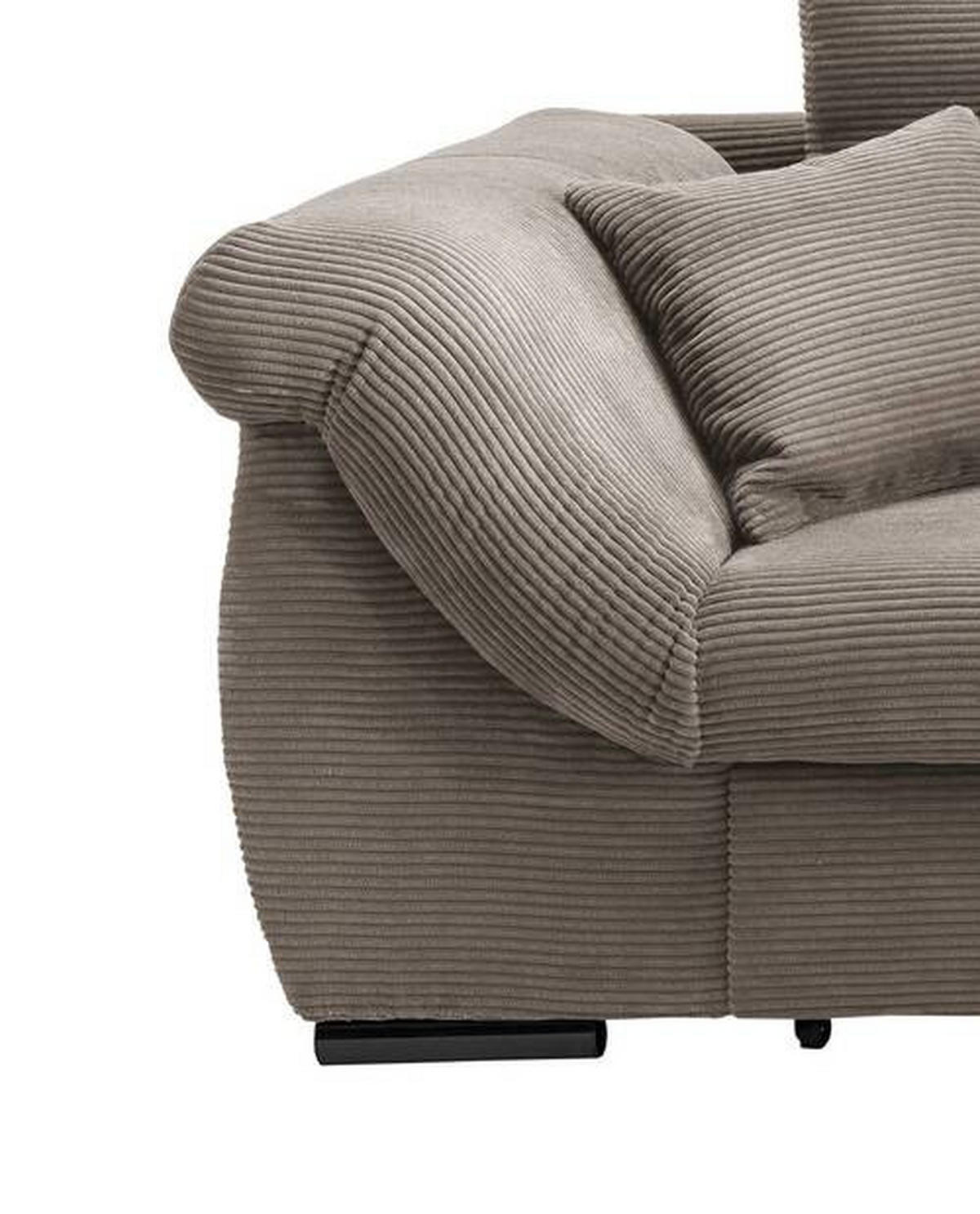ECKSOFA Graubraun Cord  - Graubraun/Schwarz, MODERN, Holz/Textil (302/188cm) - MID.YOU