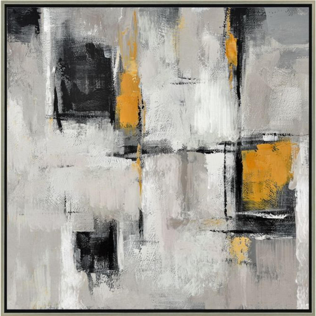 Monee OLEJOMAĽBA, abstraktné, 55/55 cm - hnedá, žltá, čierna, biela