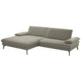ECKSOFA  in Chenille, Flachgewebe Greige  180/284 cm  - Greige/Schwarz, Design, Textil/Metall (180/284cm) - Dieter Knoll