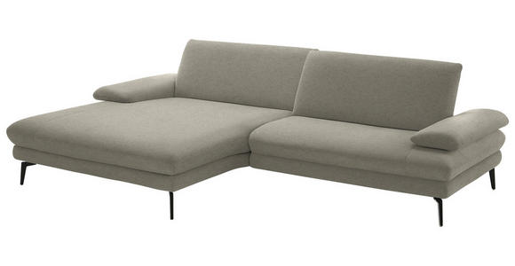 ECKSOFA  in Chenille, Flachgewebe Greige  180/284 cm  - Greige/Schwarz, Design, Textil/Metall (180/284cm) - Dieter Knoll