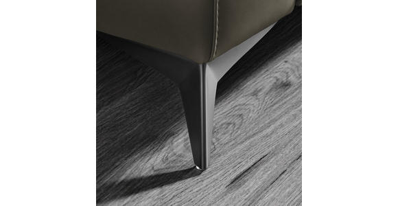 3-SITZER-SOFA  in Echtleder Grau   - Schwarz/Grau, Design, Leder/Metall (207/107/98cm) - Belluti