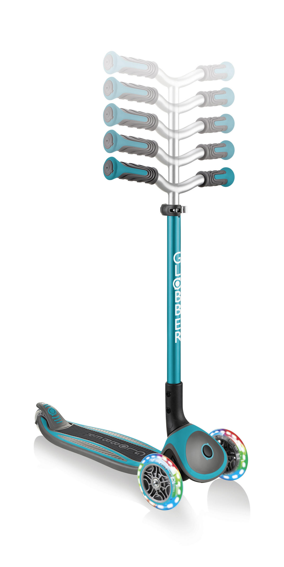SCOOTER 662 Globber Master Lights  - Türkis/Schwarz, Basics, Kunststoff (61/94/37cm) - GLOBBER
