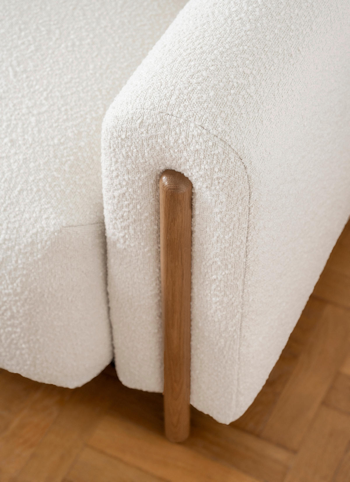 SCHLAFSOFA in Bouclé Creme, Naturfarben  - Eichefarben/Creme, Design, Holz/Textil (244/97/97cm) - MID.YOU