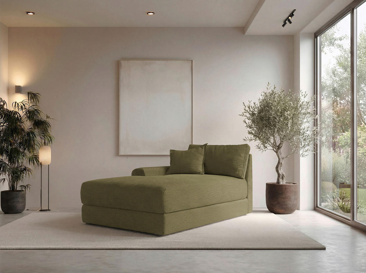 BIGSOFA Cord Olivgrün  - Schwarz/Olivgrün, MODERN, Kunststoff/Textil (117/93/190cm) - Carryhome