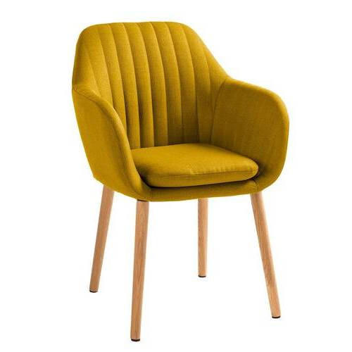 ARMLEHNSTUHL  in Webstoff  - Currygelb/Eichefarben, MODERN, Holz/Textil (57/83/61cm) - home24