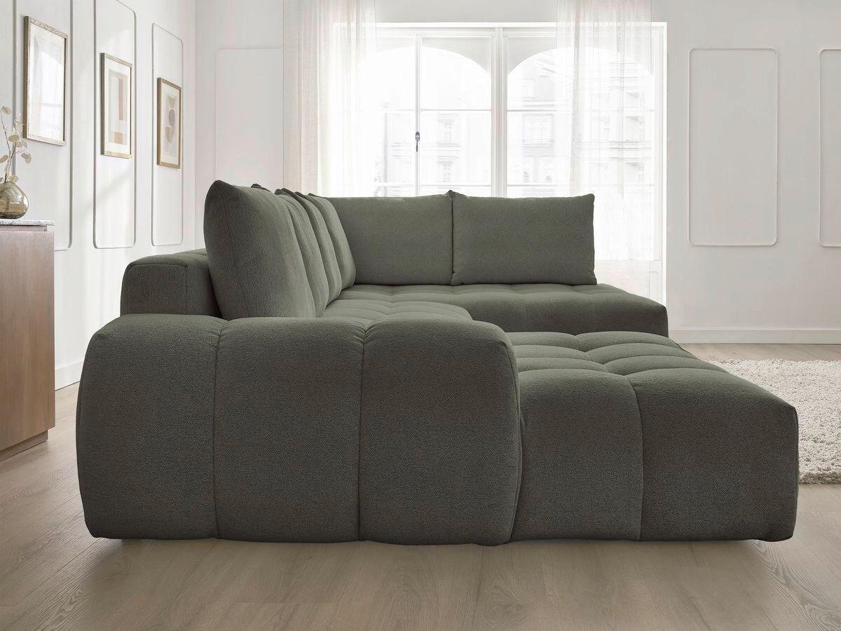 ECKSCHLAFSOFA EVEREST  mit Rücken echt, Armteil links, Armteil rechts Flachgewebe Grün  - Schwarz/Grün, MODERN, Kunststoff/Textil (198/423/212cm)