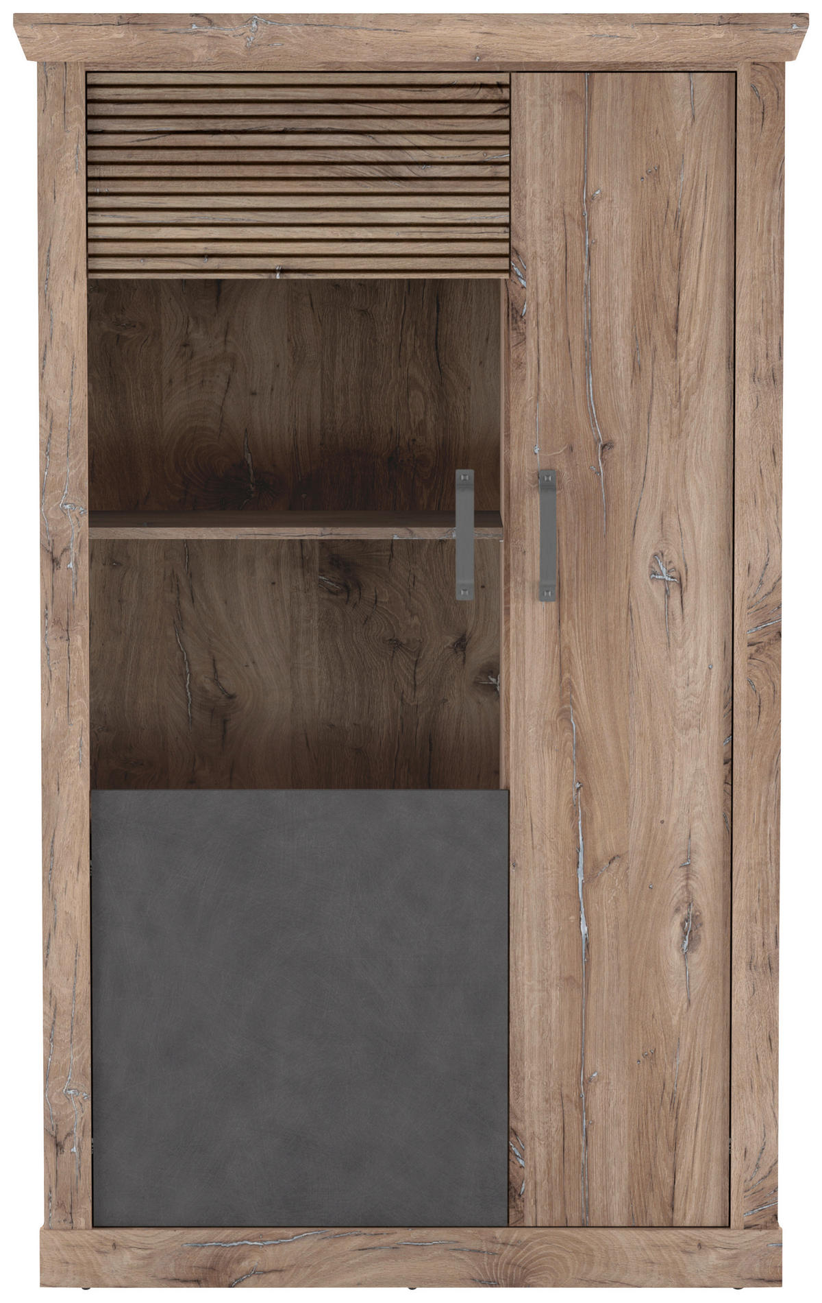 VITRÍNA, antracitová, farba duba, 106,3/173,7/40 cm - čierna/farba duba, Konventionell, kompozitné drevo/plast (106,3/173,7/40cm) - Livetastic