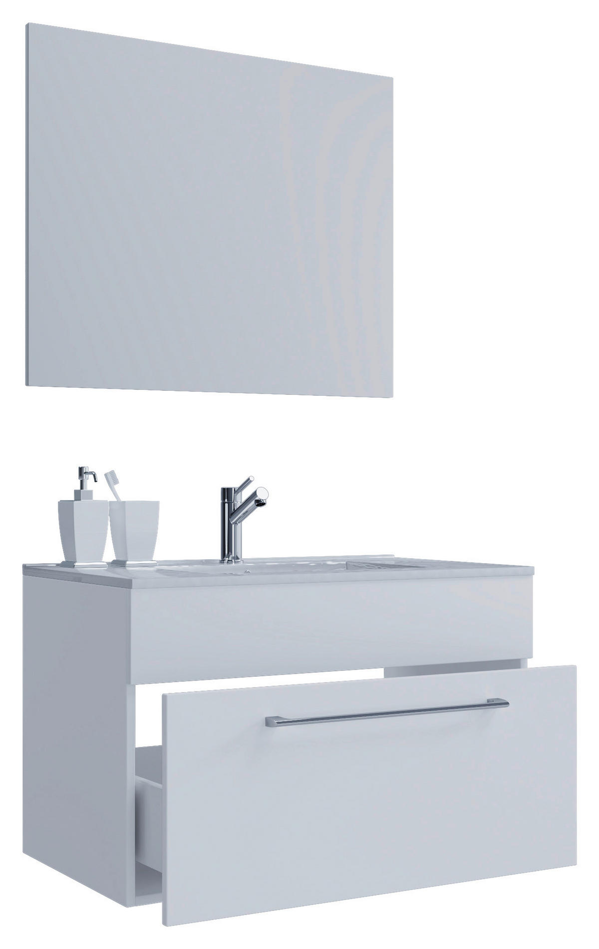 BADEZIMMER 3-teilig  in 80 cm  - Weiss/Alufarben, Modern, Keramik/Holzwerkstoff (80cm) - MID.YOU