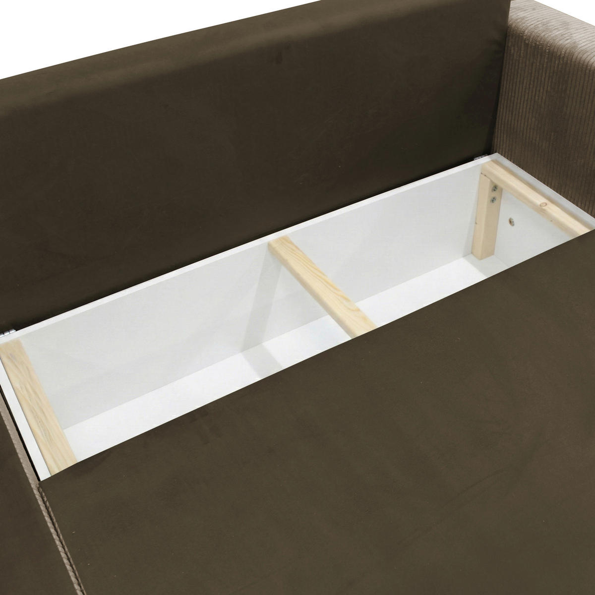 ECKSOFA STELLA Taupe Plüsch Rückenkissen, Bettkasten  - Taupe/Schwarz, Design, Kunststoff/Textil (234/166cm) - MID.YOU