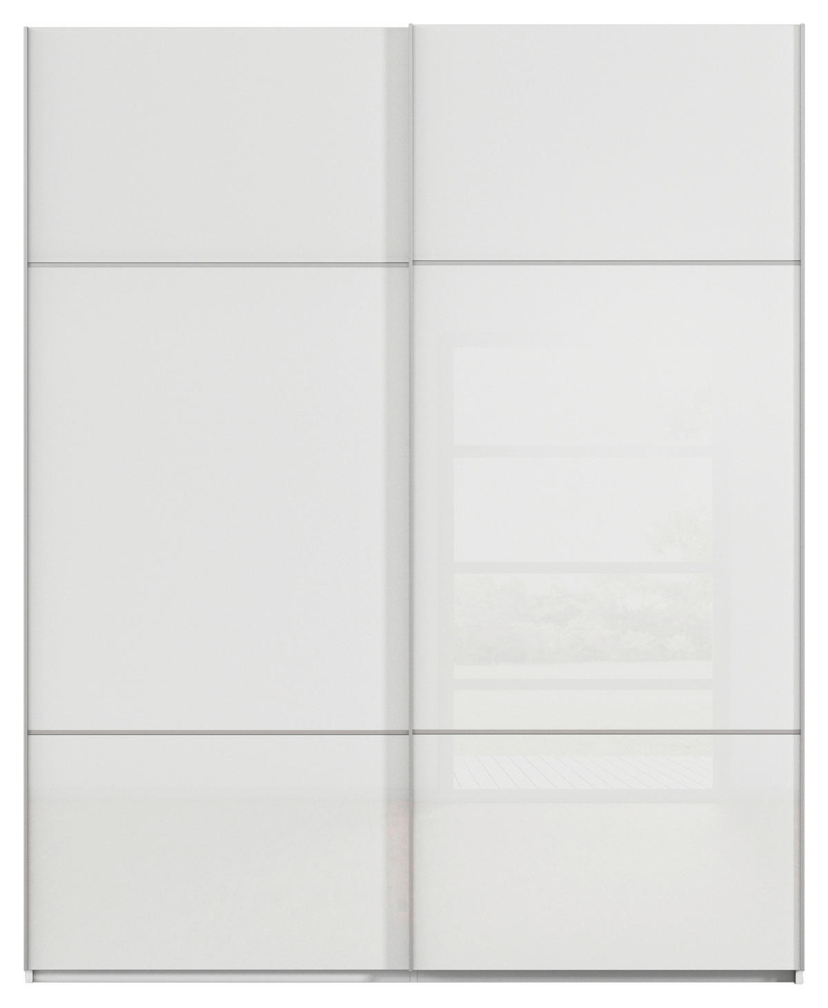 SCHWEBETÜRENSCHRANK in Weiss  - Weiss/Alufarben, Konventionell, Glas/Holzwerkstoff (201/223/67cm) - Novel