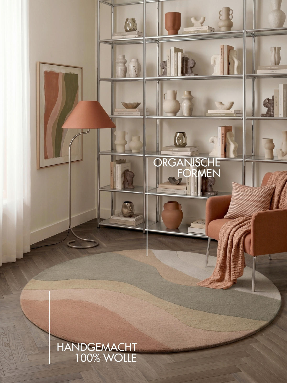 WOLLTEPPICH Wohnzimmer 160 cm Chelsea Flood Creme, Multicolor rund  - Multicolor/Creme, Basics, Textil (160cm) - Ted Baker