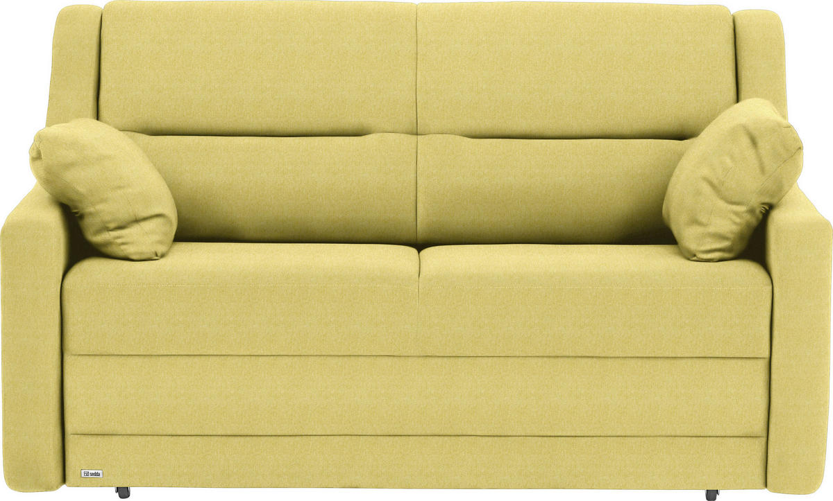 SCHLAFSOFA  mit Lederauswahl, Stoffauswahl, Schlafen auf Sitzhöhe, Hocker erhältlich, Rückenfutter Flachgewebe Hellgrün  - Schwarz/Hellgrün, KONVENTIONELL, Kunststoff/Textil (152/88/91cm) - Sedda