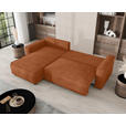 ECKSOFA Rostfarben Cord Zierkissen, Rückenkissen, Bettkasten, Schlaffunktion, Rücken echt, Liegefläche im Originalstoff  - Rostfarben/Schwarz, MODERN, Kunststoff/Textil (190/280cm) - Carryhome