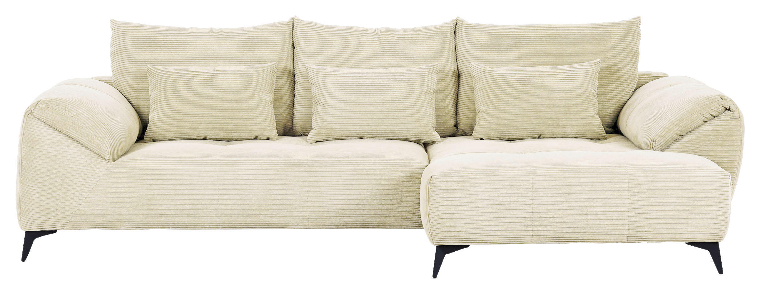 ECKSOFA in Cord Naturfarben  311/176 cm  - Schwarz/Naturfarben, KONVENTIONELL, Textil/Metall (311/176cm) - Carryhome