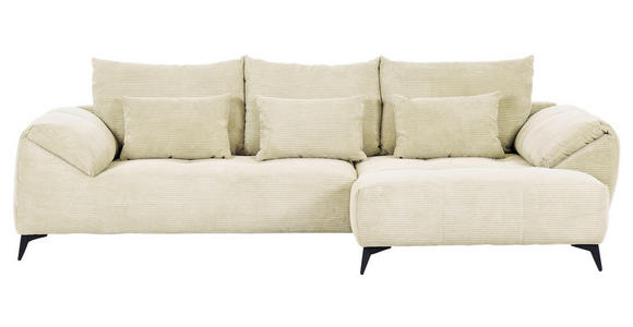 ECKSOFA in Cord Naturfarben  311/176 cm  - Schwarz/Naturfarben, KONVENTIONELL, Textil/Metall (311/176cm) - Carryhome