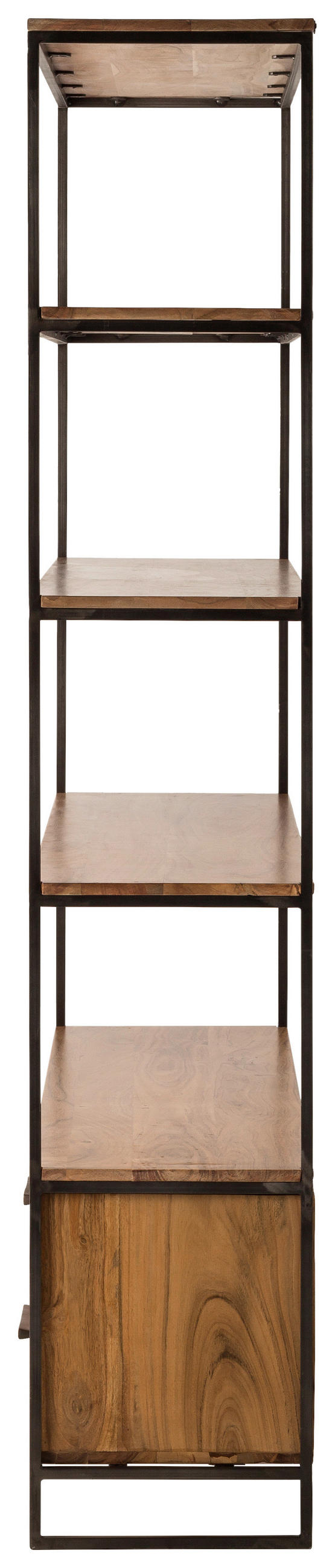 REGAL Akazie massiv Schwarz, Akaziefarben  - Schwarz/Akaziefarben, Design, Holz/Metall (145/190/35cm) - home24