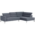 ECKSOFA Graublau Feincord  - Graublau/Schwarz, Design, Textil/Metall (280/205cm) - Xora