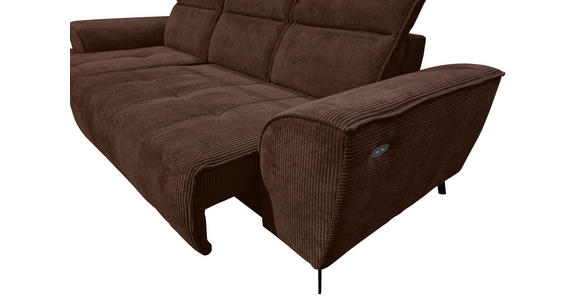 ECKSOFA Dunkelbraun Cord - Dunkelbraun/Schwarz, KONVENTIONELL, Textil/Metall (196/290cm) - Carryhome