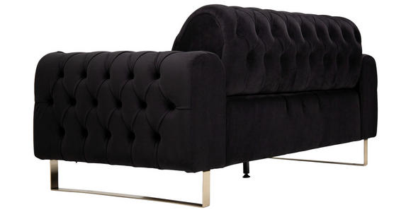 2-SITZER-SOFA  in Velours Schwarz  - Goldfarben/Schwarz, KONVENTIONELL, Textil/Metall (194/90/97cm) - Carryhome