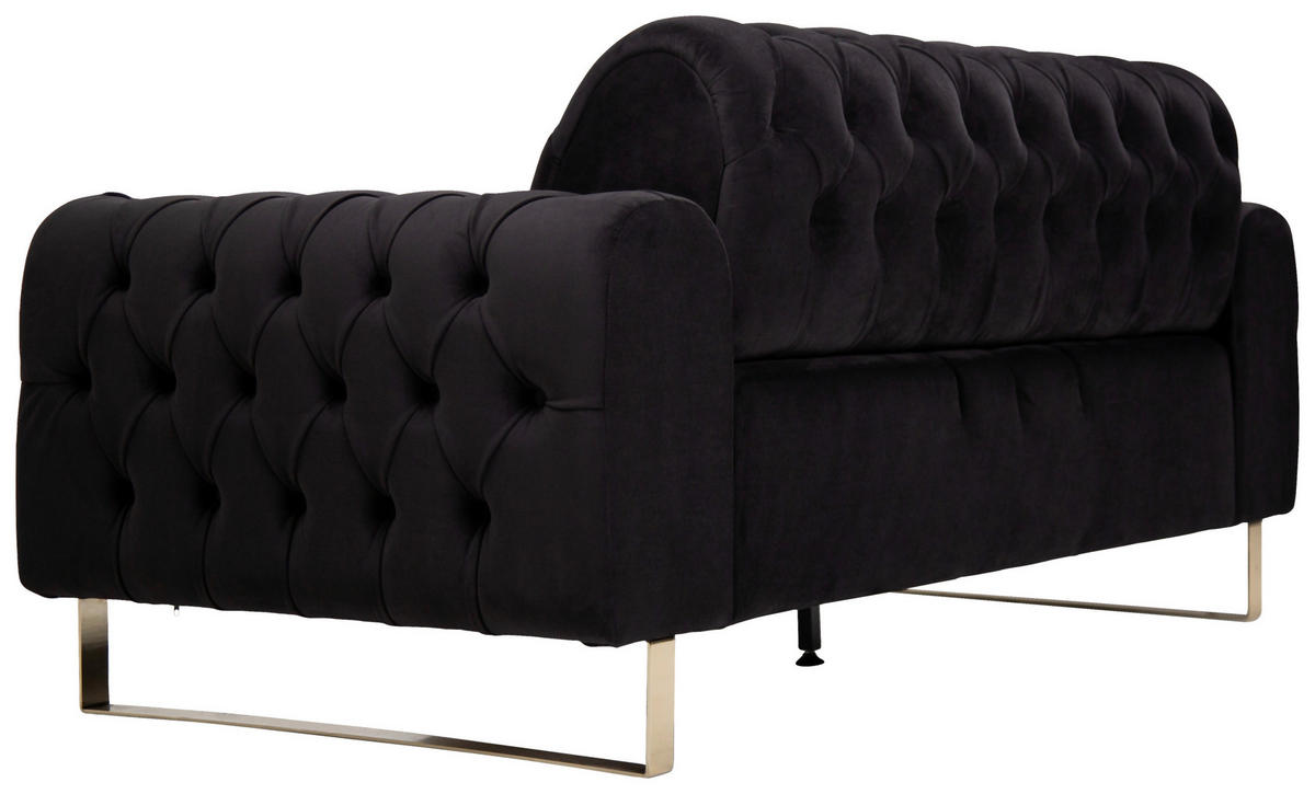 2-SITZER-SOFA  in Velours Schwarz  - Goldfarben/Schwarz, KONVENTIONELL, Textil/Metall (194/90/97cm) - Carryhome