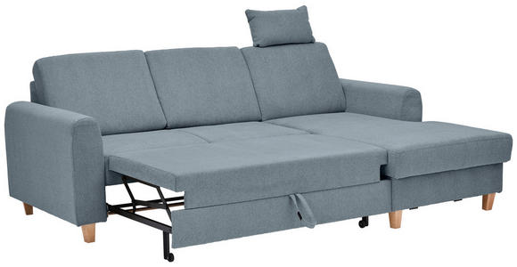 ECKSOFA Blau Flachgewebe  - Blau/Buchefarben, KONVENTIONELL, Holz/Textil (241/166cm) - Carryhome