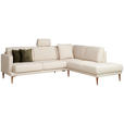 ECKSOFA  in Flachgewebe Beige  255/212 cm  - Eichefarben/Beige, KONVENTIONELL, Holz/Textil (255/212cm) - Valnatura
