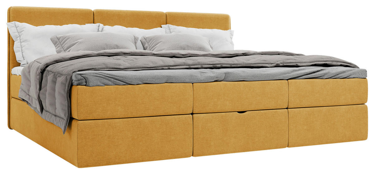 FAMILIENBETT - Currygelb/Schwarz, Modern, Holz/Holzwerkstoff (240/200cm) - MID.YOU