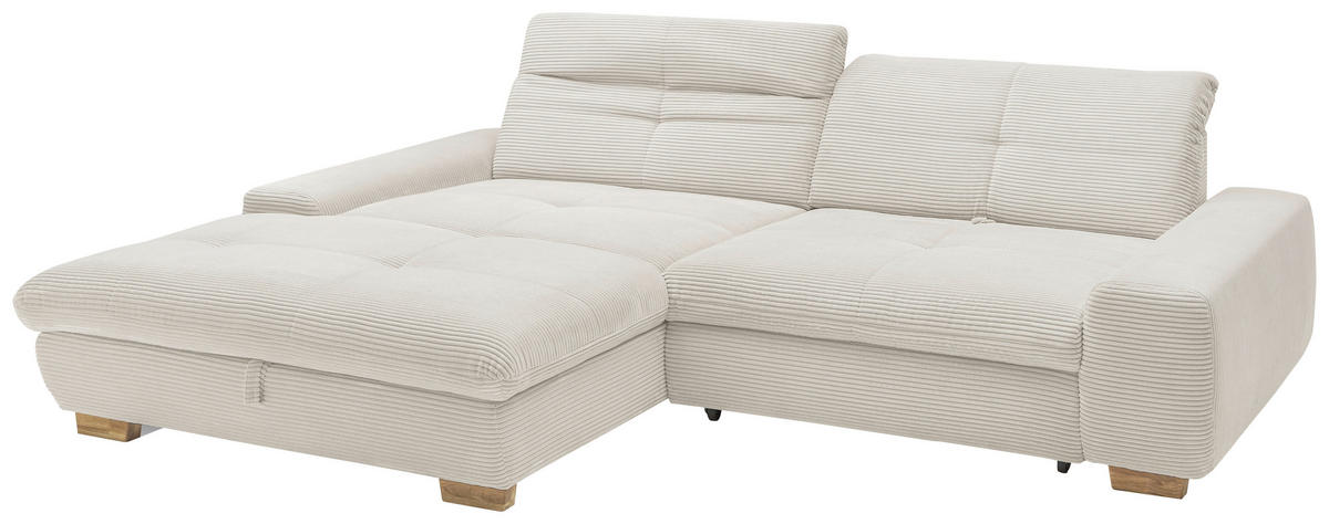 ECKSOFA Creme Cord  - Eichefarben/Creme, Design, Holz/Textil (198/276cm) - SetOne by Musterring