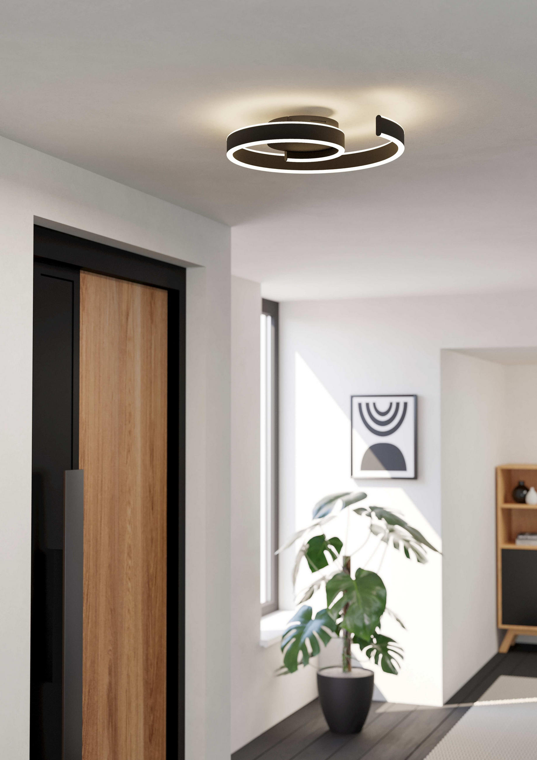 LED-DECKENLEUCHTE  Smart 46,5/39/7,5 cm   - Schwarz/Weiß, Design, Kunststoff/Metall (46,5/39/7,5cm) - Eglo
