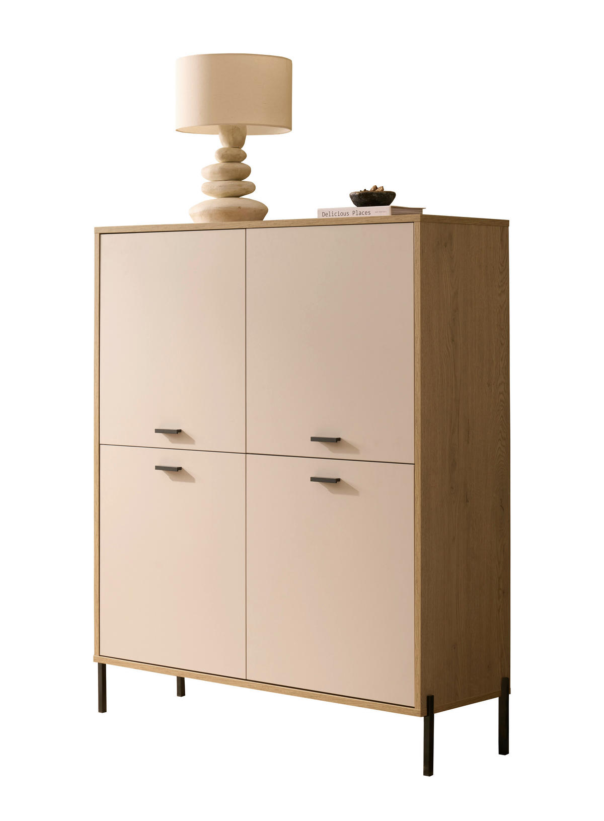 HIGHBOARD , 115/140/40 cm,  - Kaschmir/Eichefarben, Design, Holzwerkstoff/Metall (115/140/40cm) - MID.YOU