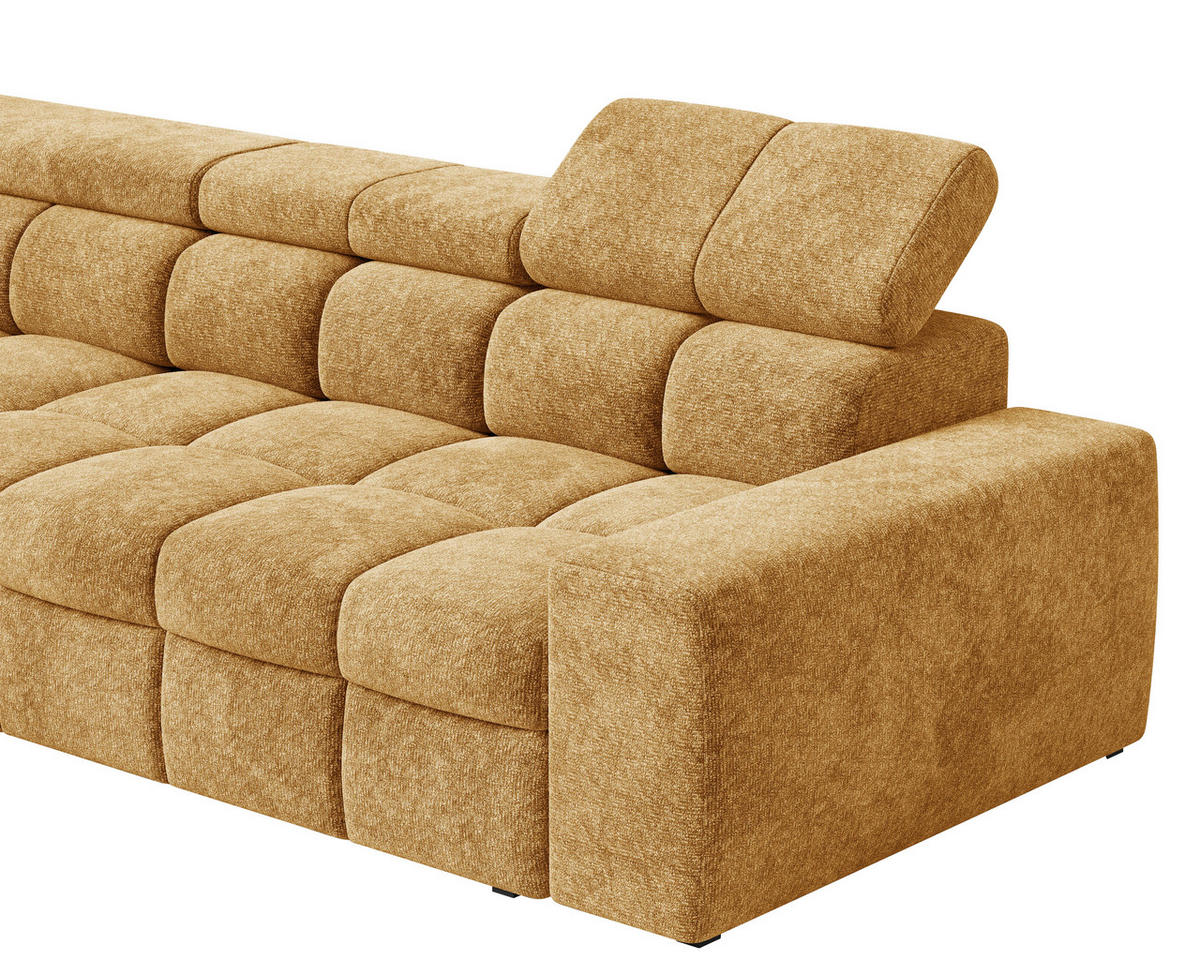 ECKSOFA  in Chenille Goldfarben  - Goldfarben/Schwarz, MODERN, Kunststoff/Textil (204/292cm) - Milino