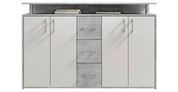 SIDEBOARD Grau, Weiß  - Silberfarben/Weiß, KONVENTIONELL, Holzwerkstoff/Kunststoff (139/90/34cm) - Carryhome