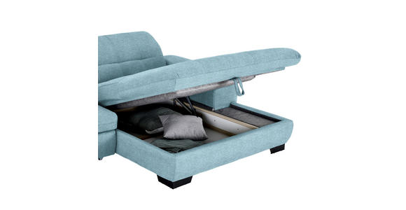 ECKSOFA in Webstoff Hellblau  - Schwarz/Hellblau, Design, Textil/Metall (265/180cm) - Carryhome