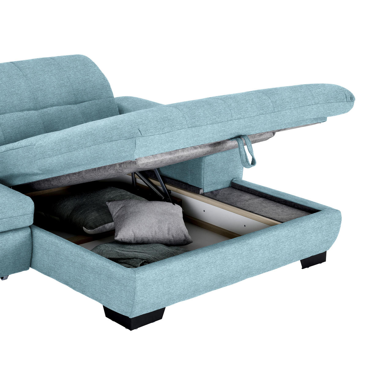 ECKSOFA in Webstoff Hellblau  - Schwarz/Hellblau, Design, Textil/Metall (265/180cm) - Carryhome