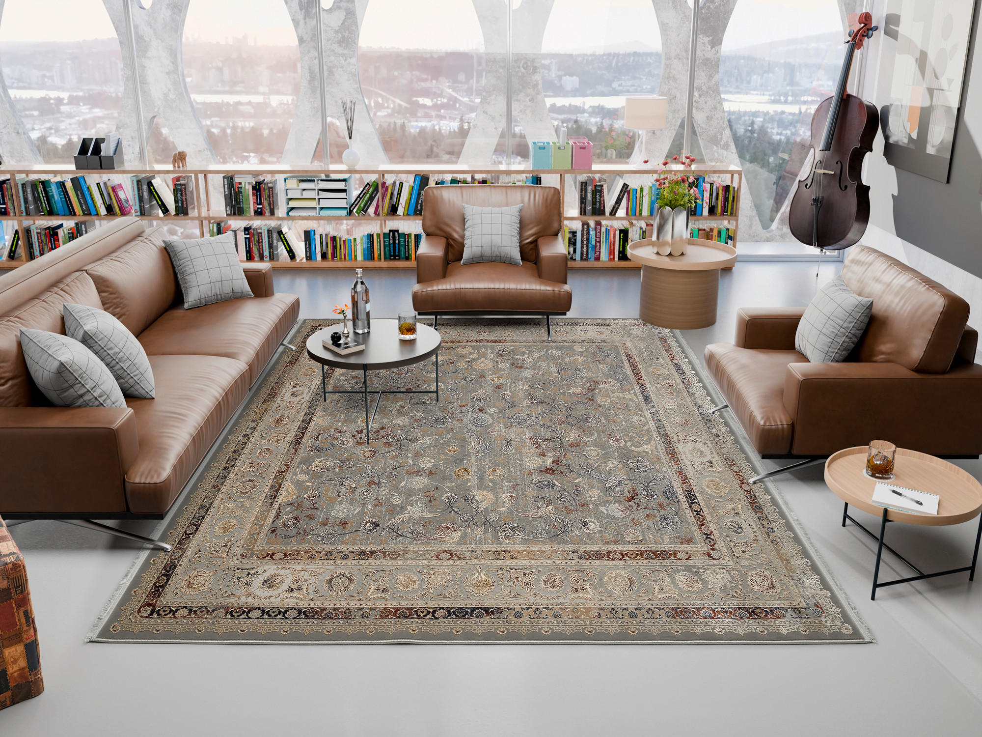 Thumbnail - Dieter Knoll Webteppich Krypton, Grau, Mehrfarbig, Textil, Ornament, quadratisch, 200x200 cm, Oeko-Tex® Standard 100, fü...