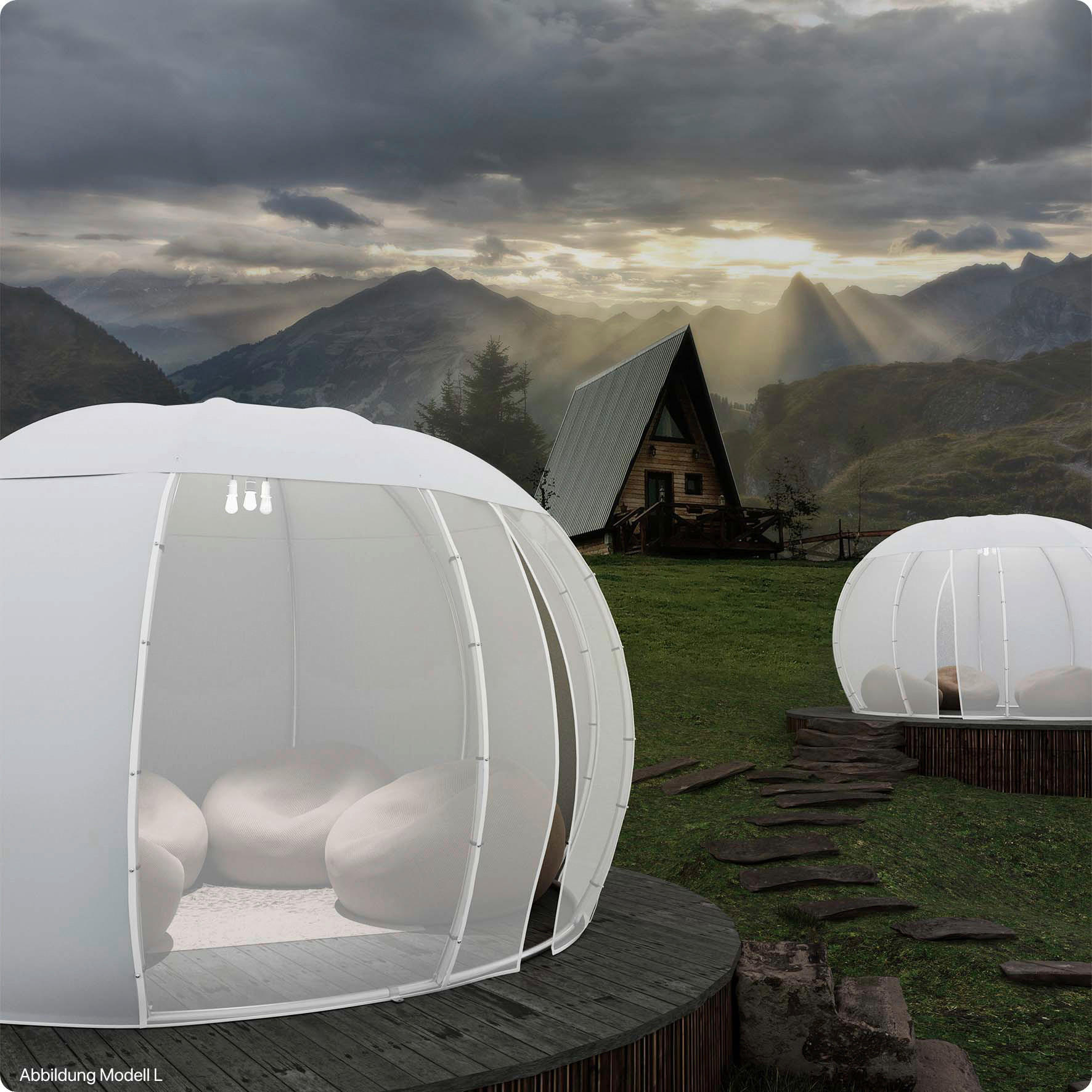 PAVILLON 372/250/372 cm Aluminium - Silberfarben/Weiß, Basics, Textil/Metall (372/250/372cm)