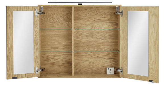 SPIEGELSCHRANK 80/70/20 cm  - Eichefarben/Silberfarben, KONVENTIONELL, Glas/Holz (80/70/20cm) - Linea Natura