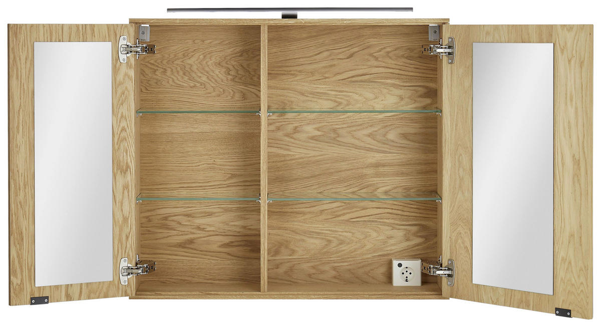 SPIEGELSCHRANK 80/70/20 cm  - Eichefarben/Silberfarben, KONVENTIONELL, Glas/Holz (80/70/20cm) - Linea Natura