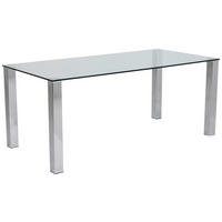 ESSTISCH Metall, Glas  - Chromfarben, Konventionell, Glas/Metall (180/75/90cm) - MID.YOU