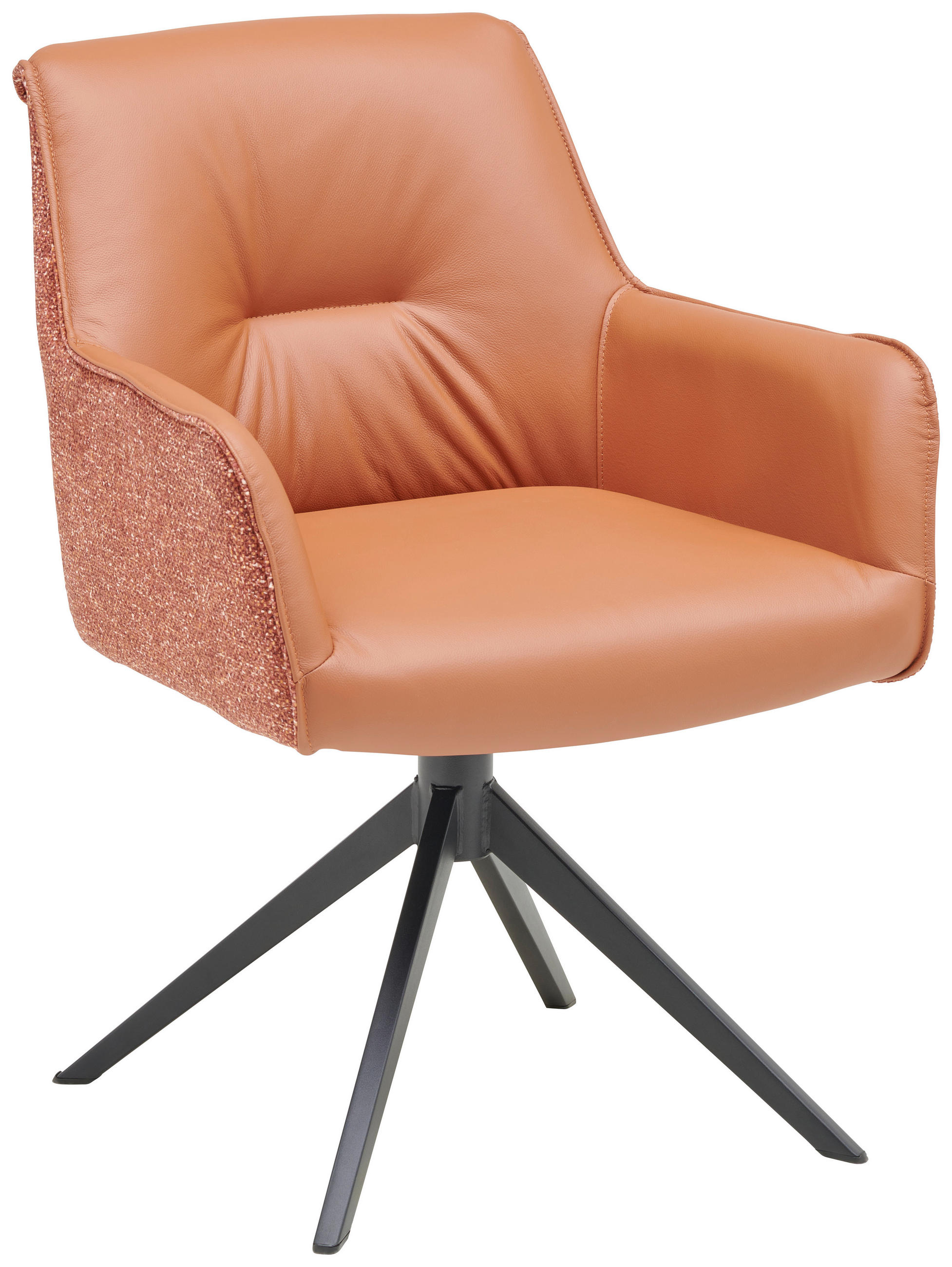 STOL MED ARMSTÖD järn vävt tyg äkta läder pigmenterad  - grön/cognacfärgad, Design, metall/läder (61/64/84,5cm) - Niels Andersson