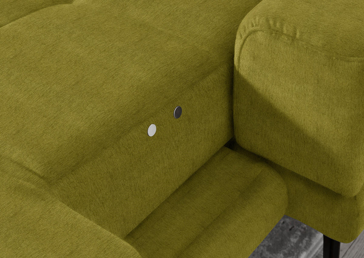 ECKSOFA in Flachgewebe Grün  309/190 cm  - Schwarz/Grün, Design, Textil/Metall (309/190cm) - Beldomo Style