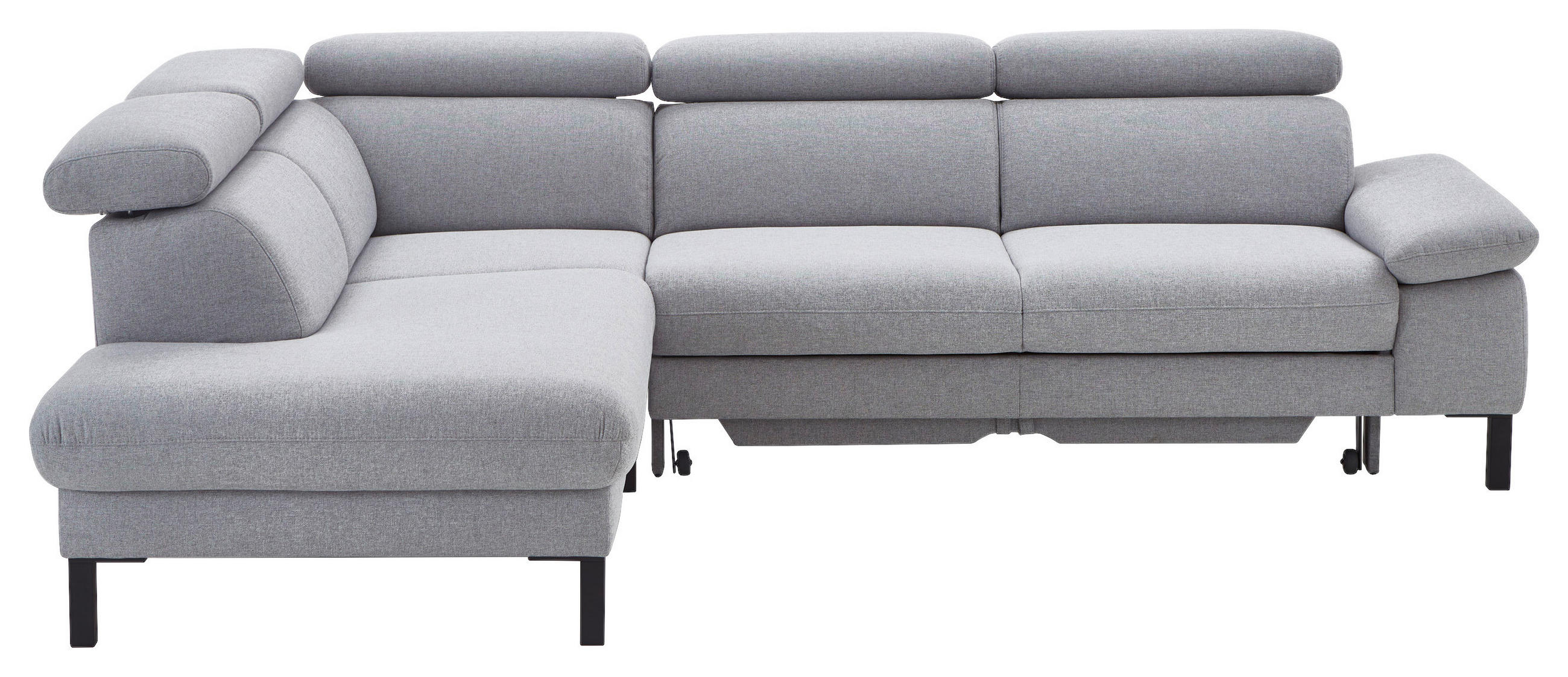 ECKSOFA inkl. Funktionen Hellgrau Flachgewebe  - Hellgrau/Schwarz, Design, Textil/Metall (217/272cm) - Pure Home Comfort