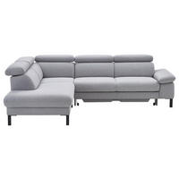 ECKSOFA in Flachgewebe Hellgrau  - Hellgrau/Schwarz, Design, Holzwerkstoff/Textil (217/272cm) - Pure Home Comfort