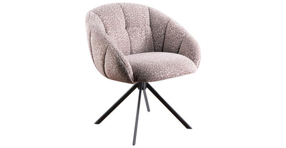 ARMLEHNSTUHL  Sitzfläche 360° drehbar Webstoff  - Beige/Hellgrau, Design, Textil/Metall (64/84/65cm) - Novel