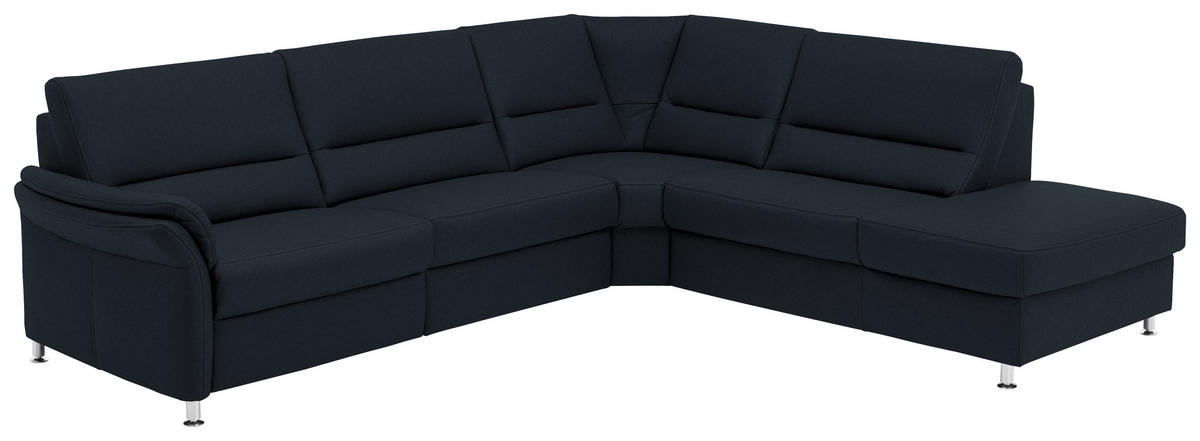 ECKSOFA in Echtleder Dunkelblau  - Beige/Alufarben, Design, Leder/Metall (288/249cm) - Beldomo Premium