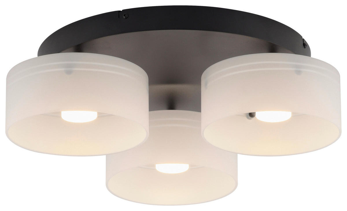 LED-DECKENLEUCHTE Marika 57/57/20 cm   - Schwarz, Design, Glas/Kunststoff (57/57/20cm) - Paul Neuhaus