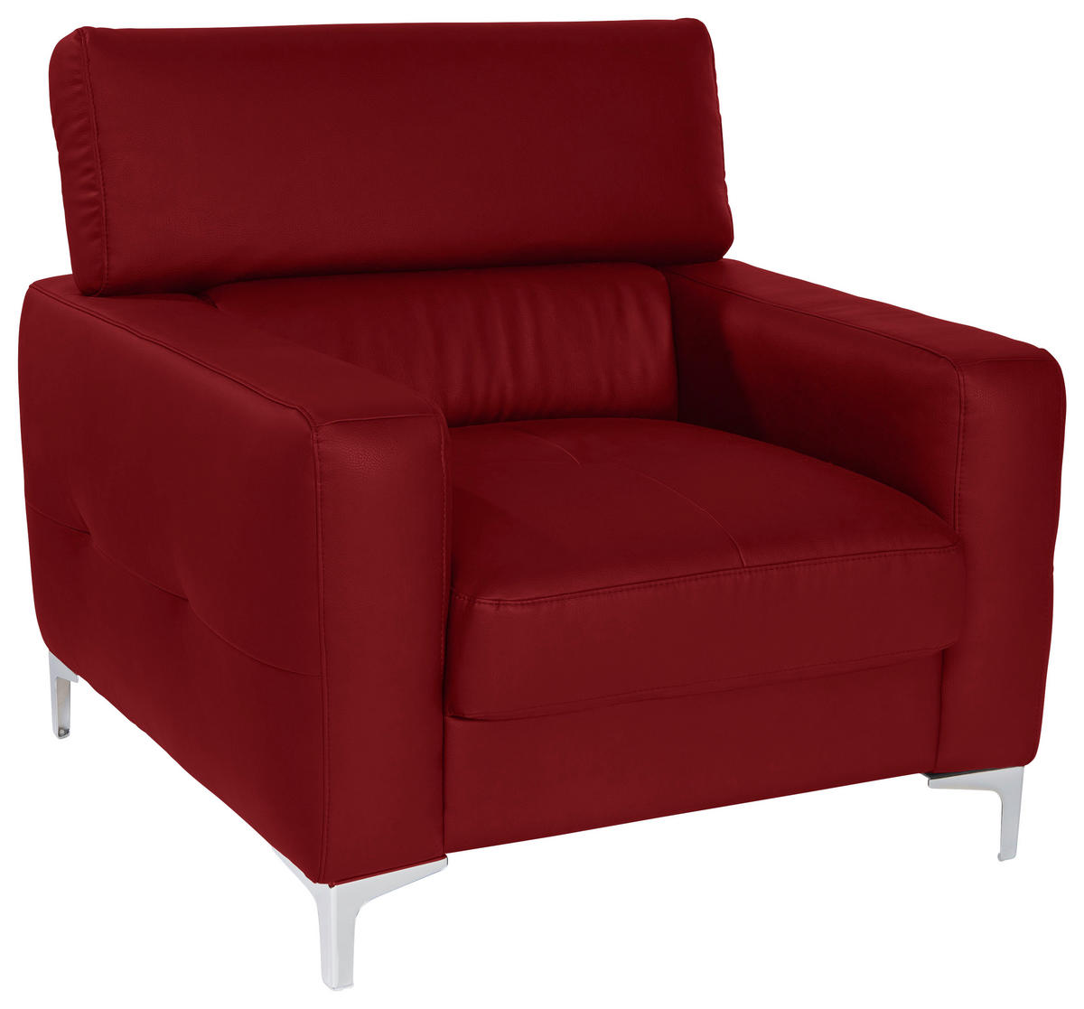 SESSEL in Echtleder Rot  - Chromfarben/Rot, Design, Leder/Metall (99/78-92/106cm) - Livetastic