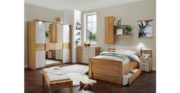 BETT 100/200 cm in Eichefarben, Champagner - Champagner/Eichefarben, KONVENTIONELL, Holz (100/200cm) - Venda