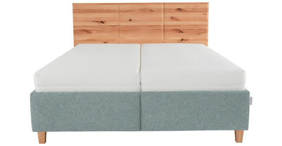 POLSTERBETT Matratze, Lattenrost, Bettkasten Buchefarben, Mintgrün 180/200 cm  - Buchefarben/Weiß, Design, Holz/Textil (180/200cm) - Valnatura