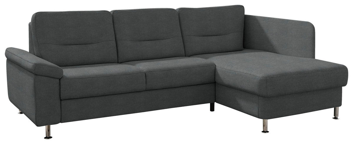 ECKSOFA Flachgewebe Anthrazit  - Anthrazit/Alufarben, Konventionell, Textil/Metall (244/160cm) - Beldomo Comfort